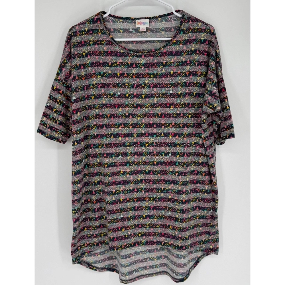 LulaRoe Shirt Woman's Small Multicolor Geometric Stripe 80s 90s Irma Oversized